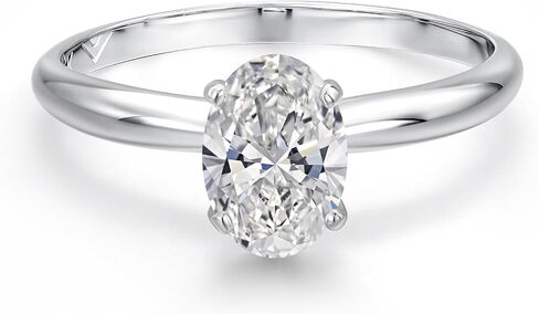 Gem Stone King 14K White Gold Oval 7X5MM Gemstone Birthstone Solitaire Engagement Ring | Wedding Engagement Anniversary Promise Gold Ring For Women | Available In Size 5, 6, 7, 8, 9 in Saudi Arabia