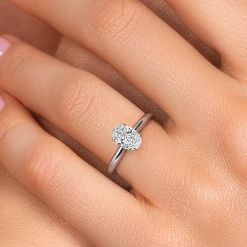 Gem Stone King 14K White Gold Oval 7X5MM Gemstone Birthstone Solitaire Engagement Ring | Wedding Engagement Anniversary Promise Gold Ring For Women | Available In Size 5, 6, 7, 8, 9 in Saudi Arabia