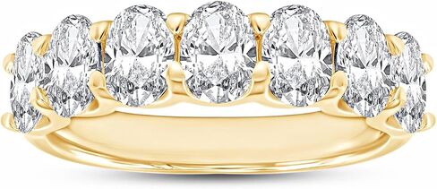 3 Carat 6X4MM Oval Cut Lab Created Moissanite Seven Stone Engagement Ring For Women In 14K Gold Plated Sterling Silver Half Eternity Stackable Band Ring (VVS1/3.00 Cttw) in Saudi Arabia