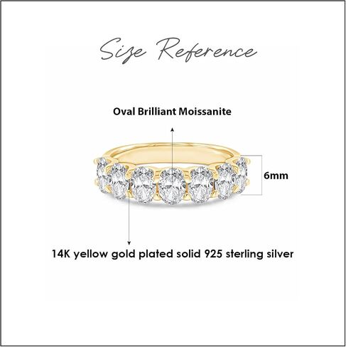 3 Carat 6X4MM Oval Cut Lab Created Moissanite Seven Stone Engagement Ring For Women In 14K Gold Plated Sterling Silver Half Eternity Stackable Band Ring (VVS1/3.00 Cttw) in Saudi Arabia