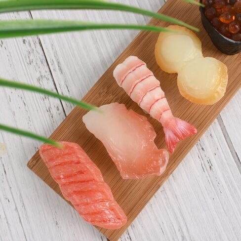 HUIANER وهمية السوشي 8 قطع الغذاء الاصطناعي واقعية أونيجيري الحلوى محاكاة السوشي نموذج الغذاء لعرض الدعائم نموذج لفة الأرز الديكور in Kuwait