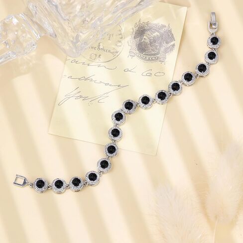Halo Tennis Bracelet for Women 18K White Gold Birthstone Colorful Cubic Zirconias Birthday Gift| Size 7 inches in Kuwait