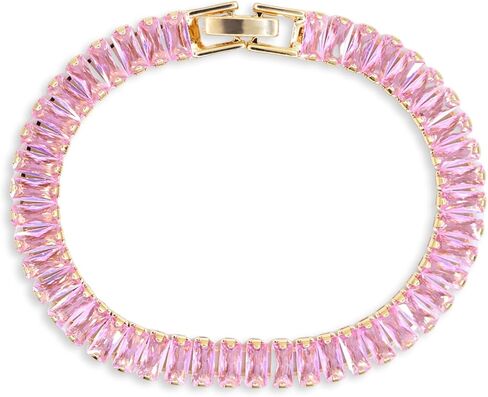 ABJFJE Gold Plated Cubic Zirconia Classic Tennis Bracelet ​Sparkling ​Rhinestone Link Eternity Bracelet Trendy Jewelry for Women 7.0inch in Saudi Arabia