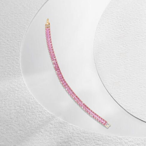 ABJFJE Gold Plated Cubic Zirconia Classic Tennis Bracelet ​Sparkling ​Rhinestone Link Eternity Bracelet Trendy Jewelry for Women 7.0inch in Saudi Arabia