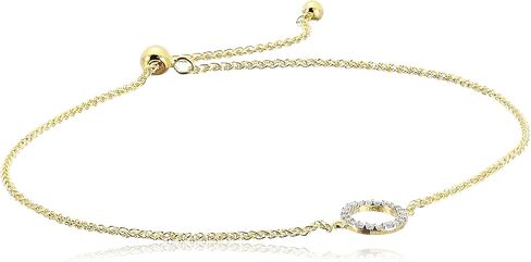 Amazon Essentials 1/10th CT TW Diamond Geometric Circle Adjustable Bracelet in Sterling Silver , (previously Amazon Collection) in Saudi Arabia