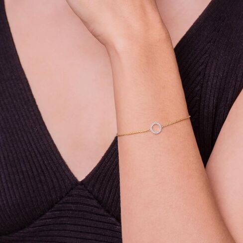 Amazon Essentials 1/10th CT TW Diamond Geometric Circle Adjustable Bracelet in Sterling Silver , (previously Amazon Collection) in Saudi Arabia