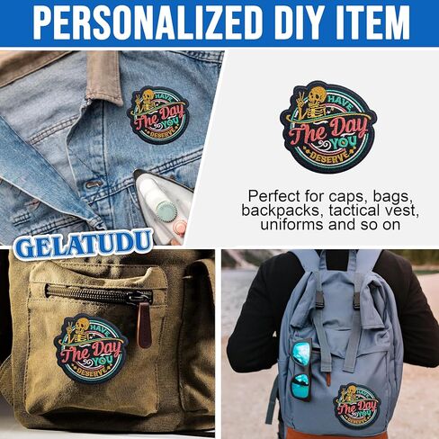 Have The Day You Deserve Patch-3 Inches Iron On/Sew On Embroidered Applique Patch, Funny Skeleton Embroidery Patches for Clothes Backpacks Hats, Karma Embroidered Patch Sarcastic DIY Accessories in Kuwait