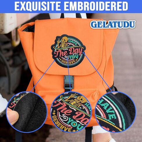 Have The Day You Deserve Patch-3 Inches Iron On/Sew On Embroidered Applique Patch, Funny Skeleton Embroidery Patches for Clothes Backpacks Hats, Karma Embroidered Patch Sarcastic DIY Accessories in Kuwait