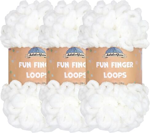 JubileeYarn Fun Finger Loops Yarn - Jumbo Polyester - 100g/Skein - Black - 3 Skeins in Kuwait
