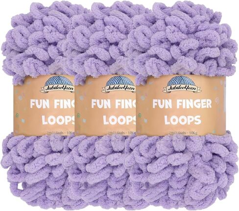 JubileeYarn Fun Finger Loops Yarn - Jumbo Polyester - 100g/Skein - Black - 3 Skeins in Kuwait