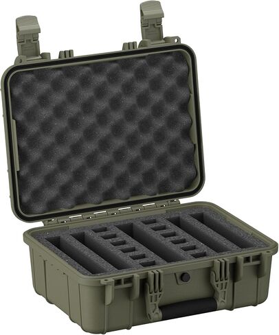 Condition 1 16'' Medium Heavy Duty Waterproof Hard Padded Pistol Case with 4 Slot 12 Mag Pre-Cut Foam - Storage for Accessories Firearms TSA Friendly - 16" x 13" x7" - Black in Kuwait