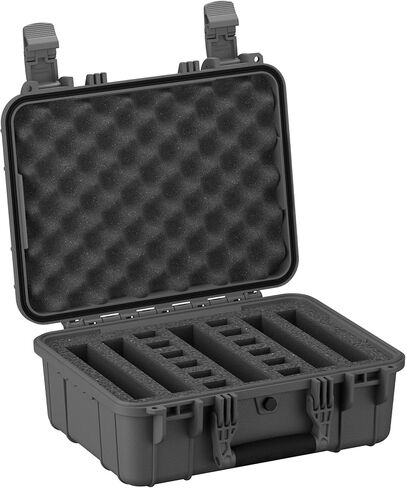 Condition 1 16'' Medium Heavy Duty Waterproof Hard Padded Pistol Case with 4 Slot 12 Mag Pre-Cut Foam - Storage for Accessories Firearms TSA Friendly - 16" x 13" x7" - Black in Kuwait