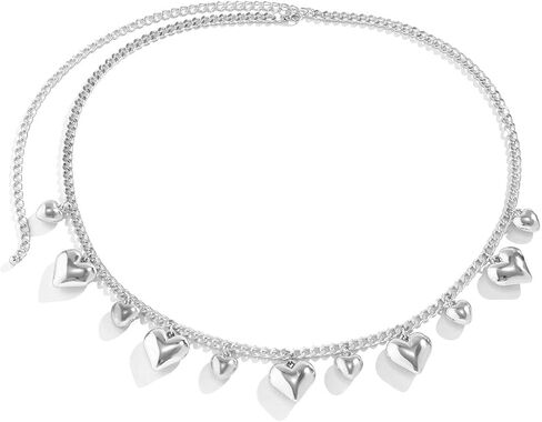 Eyraevor Cute Heart Belly Chain Waist Chain Belt Y2K Heart Chain Gold Silver Chain Belly Chain for Women in Saudi Arabia