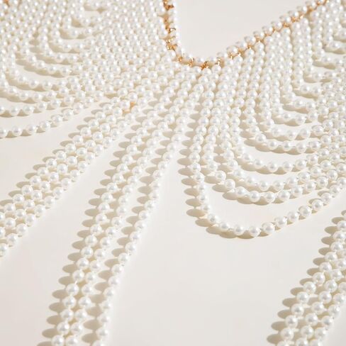 YERTTER Dainty Sexy Gold Pearl Neck Chain Top Body Chain Shoulder Necklaces Bra Chain for Women in Saudi Arabia