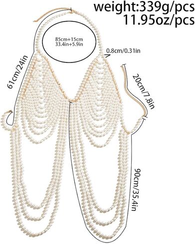 YERTTER Dainty Sexy Gold Pearl Neck Chain Top Body Chain Shoulder Necklaces Bra Chain for Women in Saudi Arabia