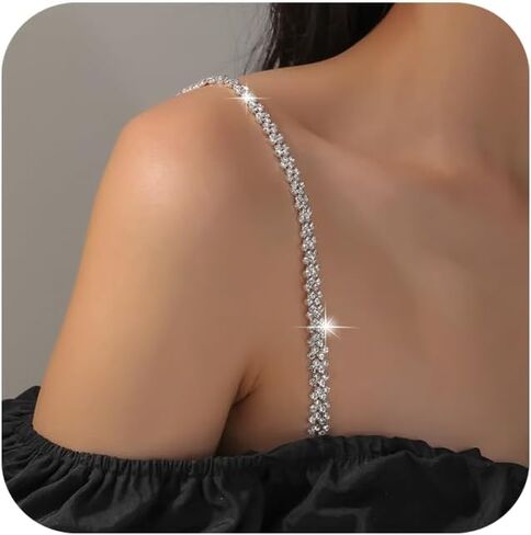 Women Rhinestone Bra Straps Body Chain Rhinestone Shoulder Straps for Dresses Fashion Crystal Shoulder Strap Chain for Bridal Wedding Body Jewelry Accessories in Kuwait