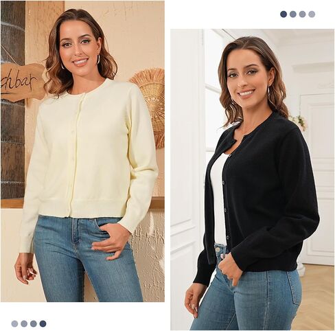 ADANIKI Women's Long Sleeve Button Knit Cardigan Sweater Lightweight Open Front Crew Neck Tops for Women in Saudi Arabia