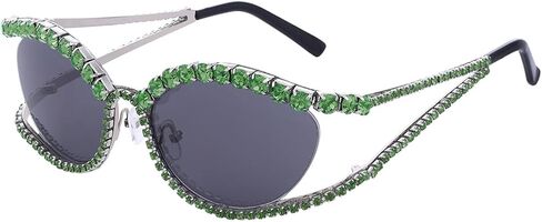 نظارات شمسية Wooee Bling للنساء نظارات شمسية على شكل عين القطة ونظارات حجر الراين كبيرة الحجم ونظارات شمسية كريستالية ماسية عتيقة in Kuwait