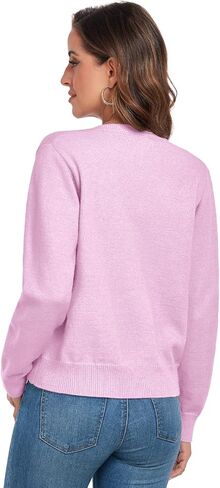 ADANIKI Women's Long Sleeve Button Knit Cardigan Sweater Lightweight Open Front Crew Neck Tops for Women in Saudi Arabia