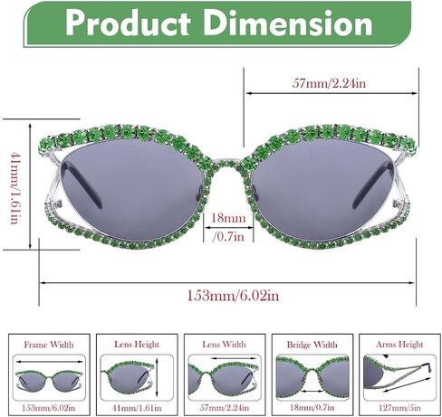 نظارات شمسية Wooee Bling للنساء نظارات شمسية على شكل عين القطة ونظارات حجر الراين كبيرة الحجم ونظارات شمسية كريستالية ماسية عتيقة in Kuwait