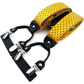 Brand Fashion Suspender For Men 6 Snap Hooks Y-back Adjustable Jacquard Floral Check Shirts Paisley Yellow Burgundy
