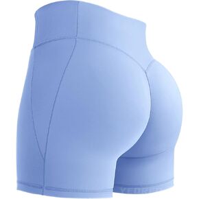 YEOREO Hoida High Waisted Workout Shorts for Women Hidden Scrunch Tummy Control Gym Shorts with Contour