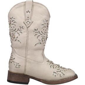 ROPER Kids Girls Lola Square Toe Casual Boots Mid Calf - White