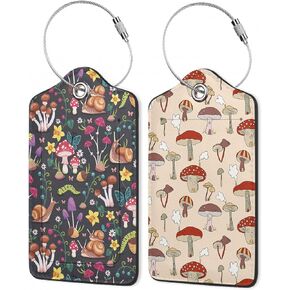 Luggage Tags for Suitcase,Glowing Butterfly Flying Luggage Tags of Set 2 Leather Identifiers Privacy Cover with Stainless Steel Loop for Women Men Travel Bag Suitcase