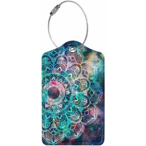Luggage Tag Colorful Dragonfly Pattern,Stainless Steel Ring Leather Luggage Tag for Travel Bag Suitcase