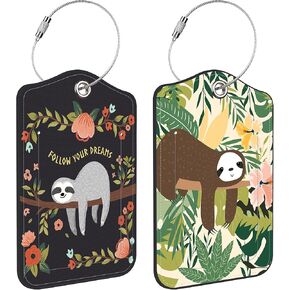 Amanita Mushroom and Fern Plants Luggage Tag for Suitcase 2 Pack Leather Luggage Tag with Privacy Flap Name ID Label and Metal Loop for Women Men Travel