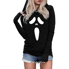 هالوين اليقطين الوجه كم طويل المرأة الخزعبلات الأزياء هوديي التي شيرت البلوز القمم in Kuwait