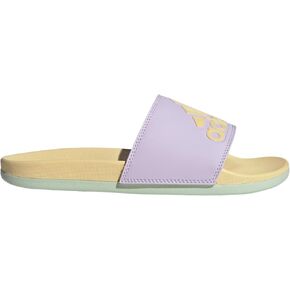 adidas Women's Adilette Comfort Slide Sandal, Ice Lavender/Orange Tint/Linen Green, 11