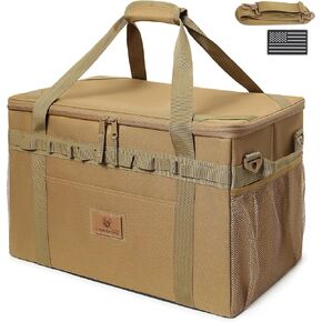 Tactical Camping Storage Bag Utility Tote Bag Camping Kitchen Organizer with Axe Holder & Shoulder Strap