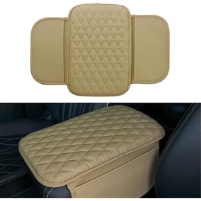 LECART Car Center Console Cover Leather Automotive Interior Accessories Armrest Cushion Pad with Organizer Pockets Storage Bag Fit for Most Cars Vehicles SUVs Black 1.58 Inches