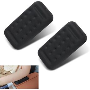 Pack-2 Car 5.1" x 2.6" x 0.5" Center Armrest Pad, Memory Foam Fatigue Relief Soft Pad, Multi-Function Elbow Support Pad with PU Non-Slip Bottom, Universal for Cars Interior Accessory (Black)