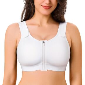 CYDREAM Zip Front Closure Wireless Bras for Women Full Coverage Post Surgery Compression Back Smoothing Comfort Adjustable
