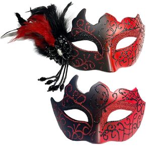 masquerade mask couples set mardi gras mask for couple woman men venetian mask Feathers masquerade ball mask