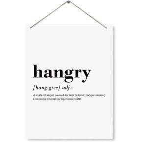 Kitchen Wood Sign, Hangry Definition Sign, Decorative Wood Plaque for Hanging, Rustic Wall Decor, Kitchen Wall Sign, Farmhouse Home Decor, Hangry Sign, Kitchen Wooden Plaque with Hanging Rope