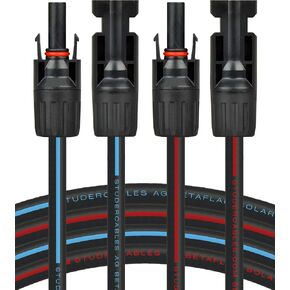 2 x 20 Feet 10 AWG Solar Cable, Solar Extension Cable, 10/20/30 Feet, 10/12 AWG, Solar Panel Cable with Female and Male Connectors for RV, Waterproof, Weather Resistant, tinned Copper Wire