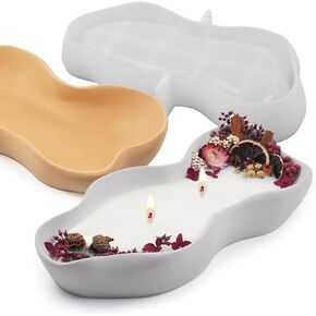 Wehous Large Candle Holder Silicone Mold, Irregular Candle Vessels Mold, Bowl Container Resin Concrete Molds, Silicone Molds for Epoxy Resin, Plant Pot Trinket Candy Storage Tray Cement Mold Art Craft