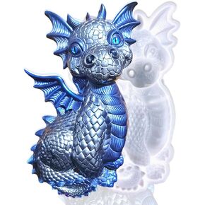 8 Inch Large Flying Dragon Resin Molds - Cute Baby Dragon Silicone Molds for Epoxy Resin & Plaster - Reusable DIY Garden Déco Crafts