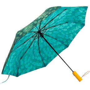 Amara G&G UV Protection Umbrella for Rain, Windproof UPF 50+ Sun Umbrella, Wind Resistant with Wooden Handle, Compact Travel Umbrella, Automatic Open Close, Emerald Green