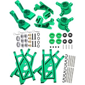 Upgrades Part for 1/10 Rustler/Slash/Stampede/Hoss 4x4 VXL 4wd,Caster Block,Steering Blocks,Rear Stub Axle Carriers,Aluminum Front Rear Suspension Arm,4pcs Wheel Hex Hop Ups,Green