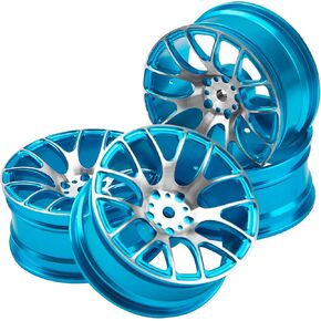 4Pack HIRCQOO Metal Wheel Rims 12mm Hex Hub Compatible with 1/10 On-Road Racing Touring Drift Car Tamiya TT-01 Kyosho RedCat Sakura D4 XIS HSP 1/10 RC Scales,Width 26mm (Blue)