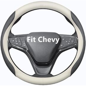 Nappa Leather Slim Stylish Steering Wheel Cover， for Chevrolet Steering Wheel Cover Interior Conversion (Black)