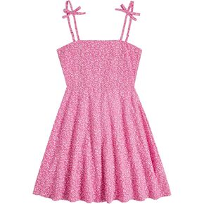 SOLY HUX Girl's Floral Print Spaghetti Strap Dress Sleeveless A-line Mini Dresses Summer Beach Sundress