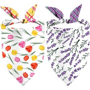 Halloween Dog Bandanas 2 Pack, Ghost Bats Black and White Print, Triangle Fall Pet Scarf, Premium Durable Fabric, Adjustable Fit (Halloween-Gohest&Bats, One Size)