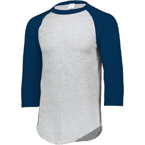 Augusta Sportswear mens Baseball Jersey 2.0 3 4 Sleeve, Athletic Heather/Navy, 3X-Large