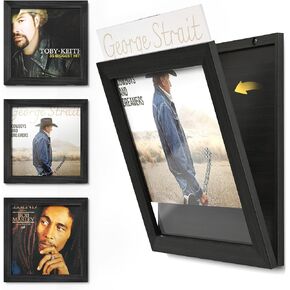 Emfogo Vinyl Record Frame Wall Front Opening, 3-Pack Album Frames for Vinyl Records Display, Vinyl Frame for 12x12 Inch LP Vinyl Record Cover Display (3 Pack/Black)