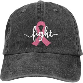 Women's Breast Cancer Awareness Fight Hat for Women, Adjustable Vintage Distressed Pink Ribbon Baseball Cap